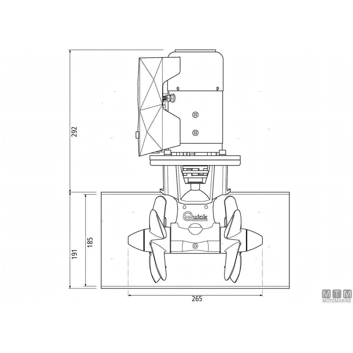 Quick Elica di Prua BTQ185 materiale composito — 65 Kgf - 12V