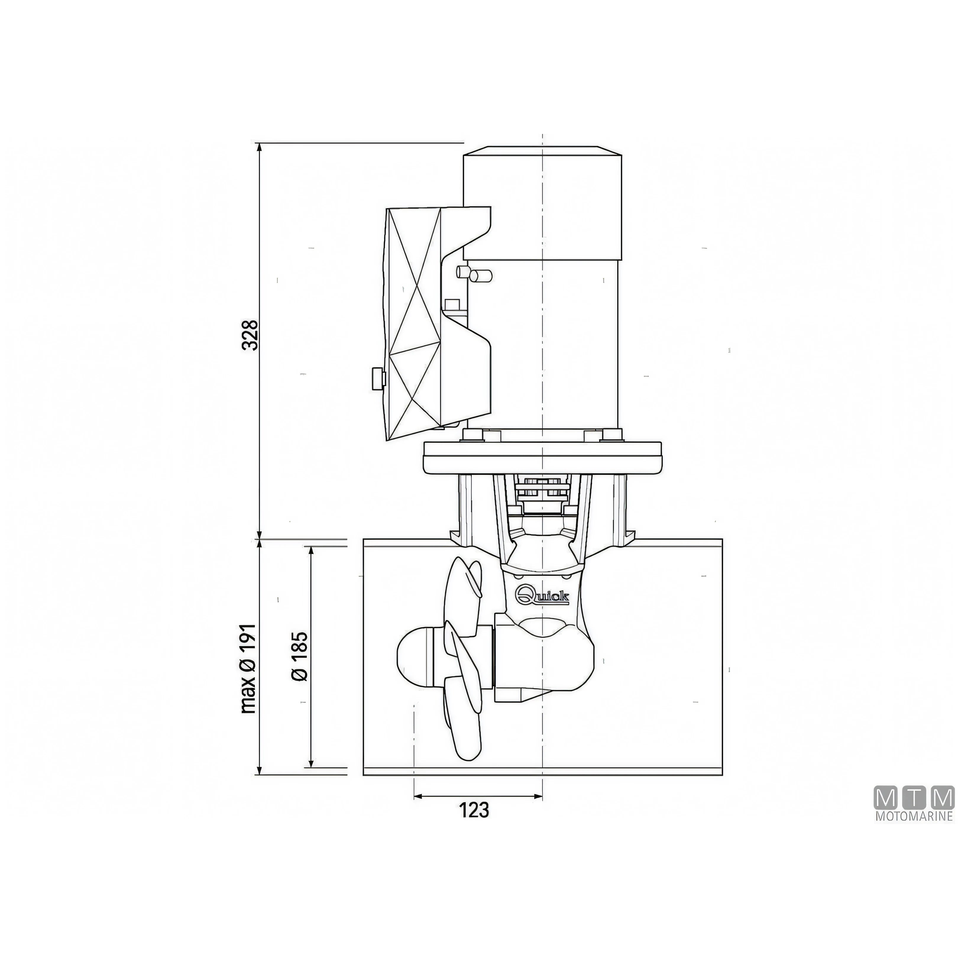 Quick Elica di Prua BTQ185 in materiale composito — 75 Kgf - 12V