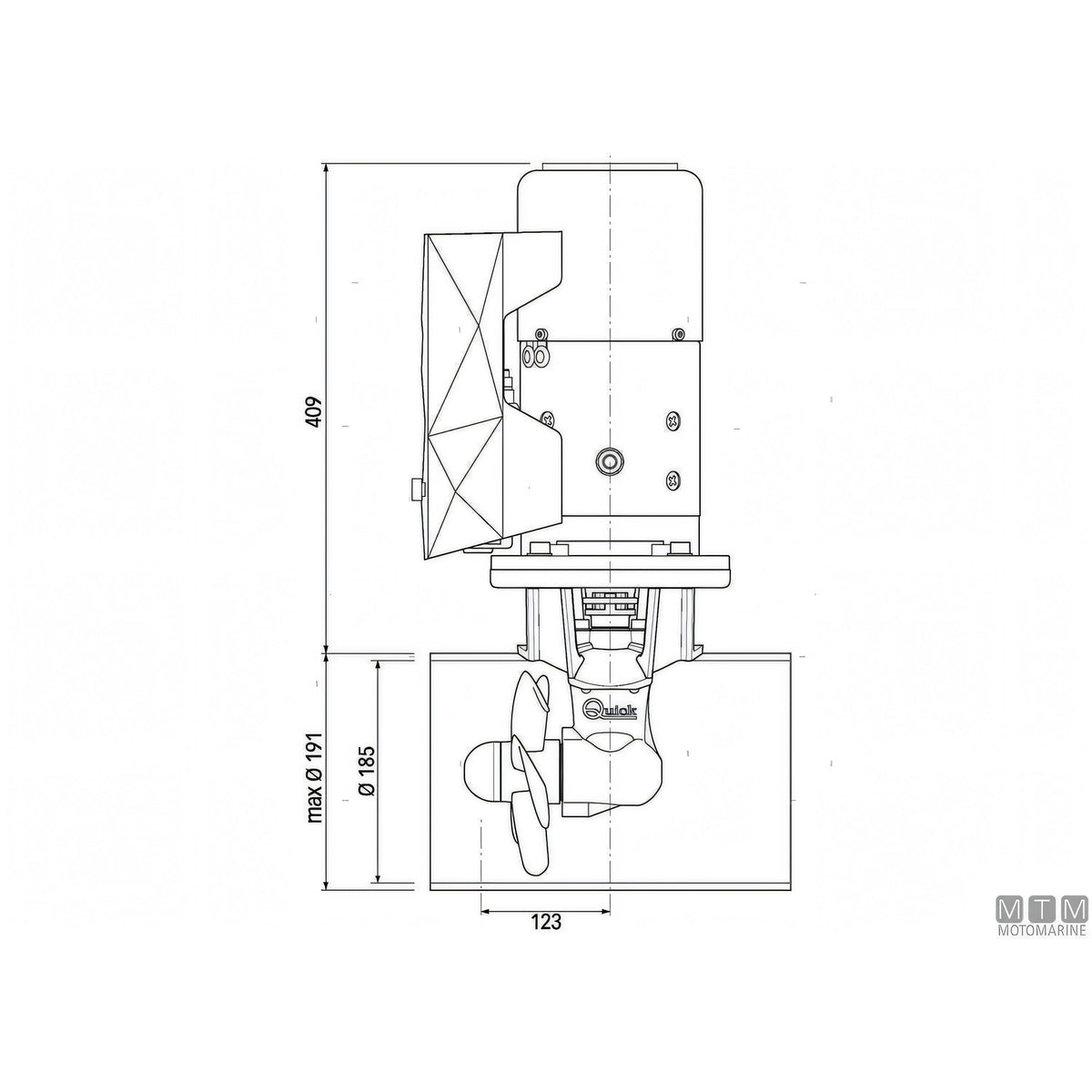 Quick Elica di Prua BTQ185 in materiale composito — 95 Kgf - 24V