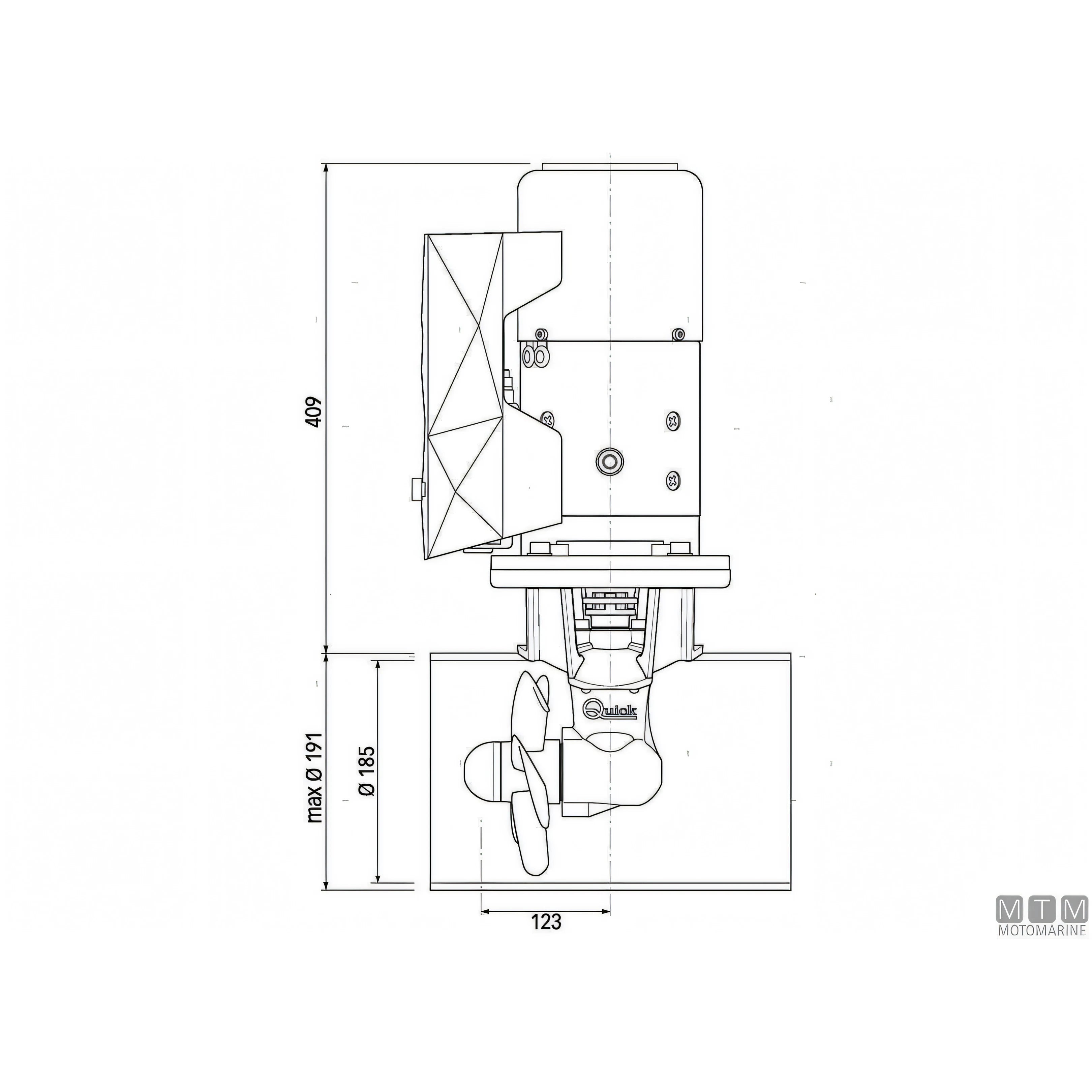 Quick Elica di Prua BTQ185 in materiale composito — 95 Kgf - 24V