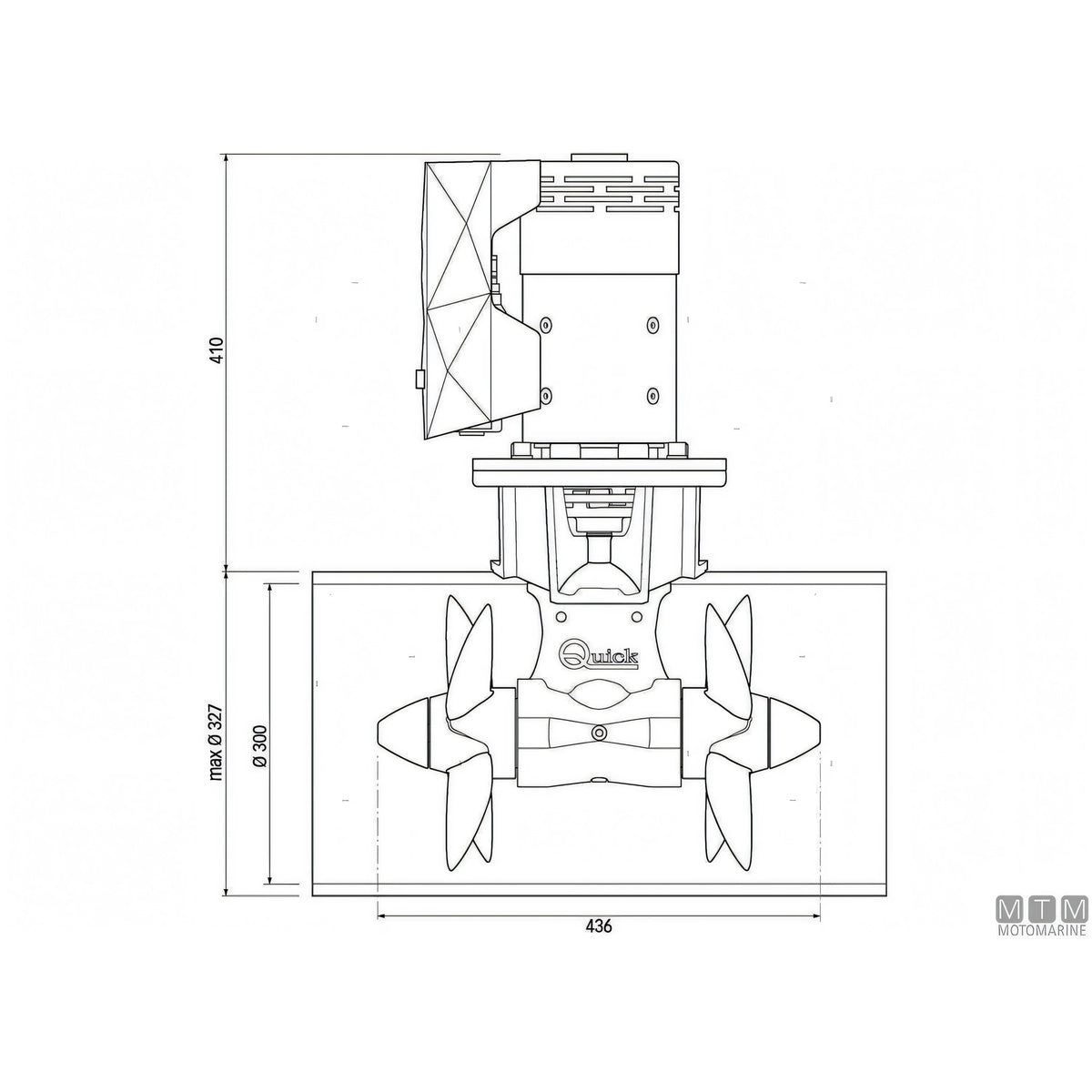 Elica di prua Quick BTQ300 in materiale composito — 250 Kgf