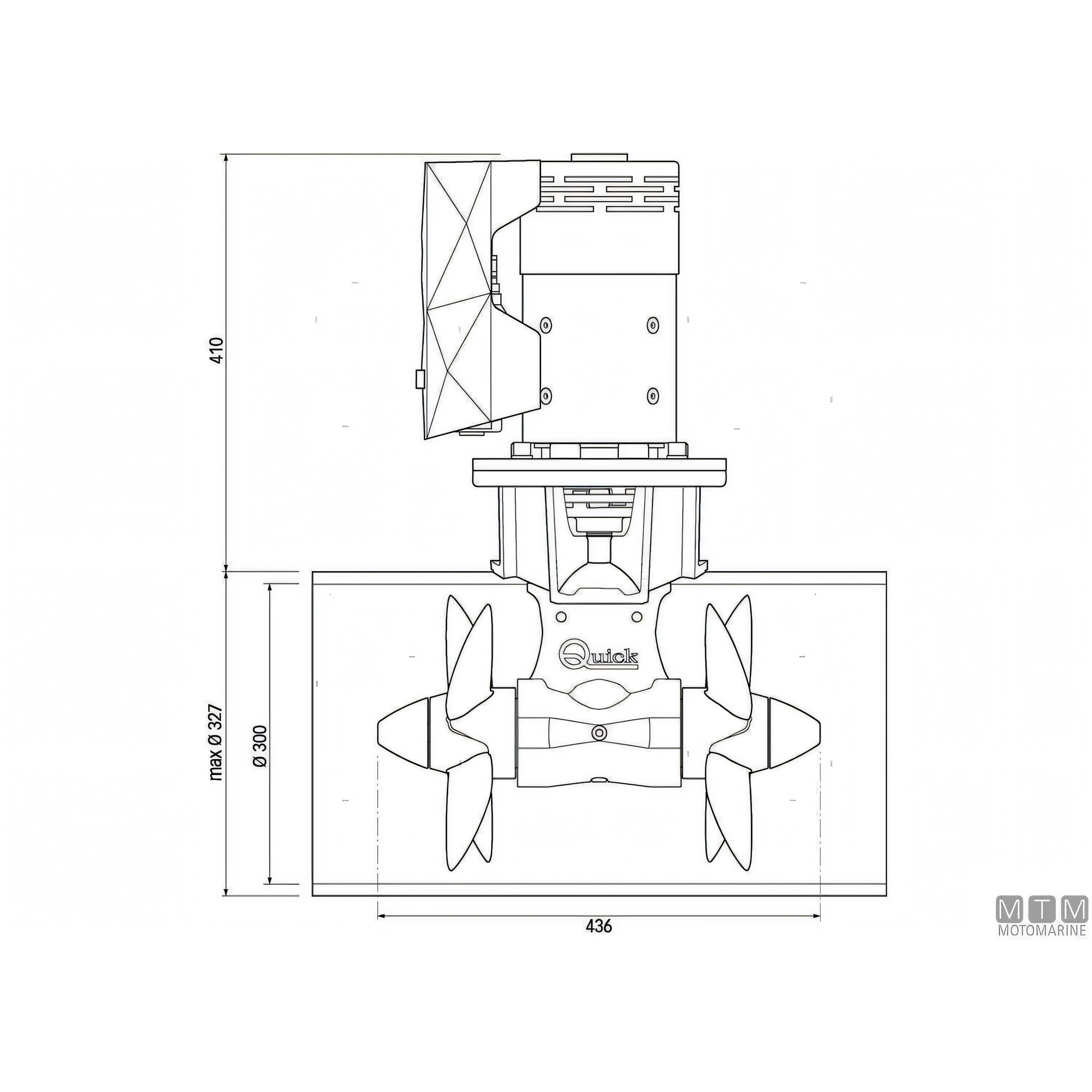 Elica di prua Quick BTQ300 in materiale composito — 250 Kgf
