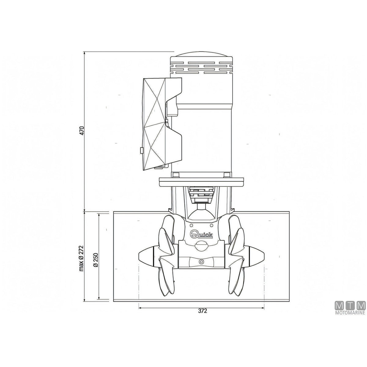 Quick elica di prua BTQ250 materiale composito — 240 Kgf