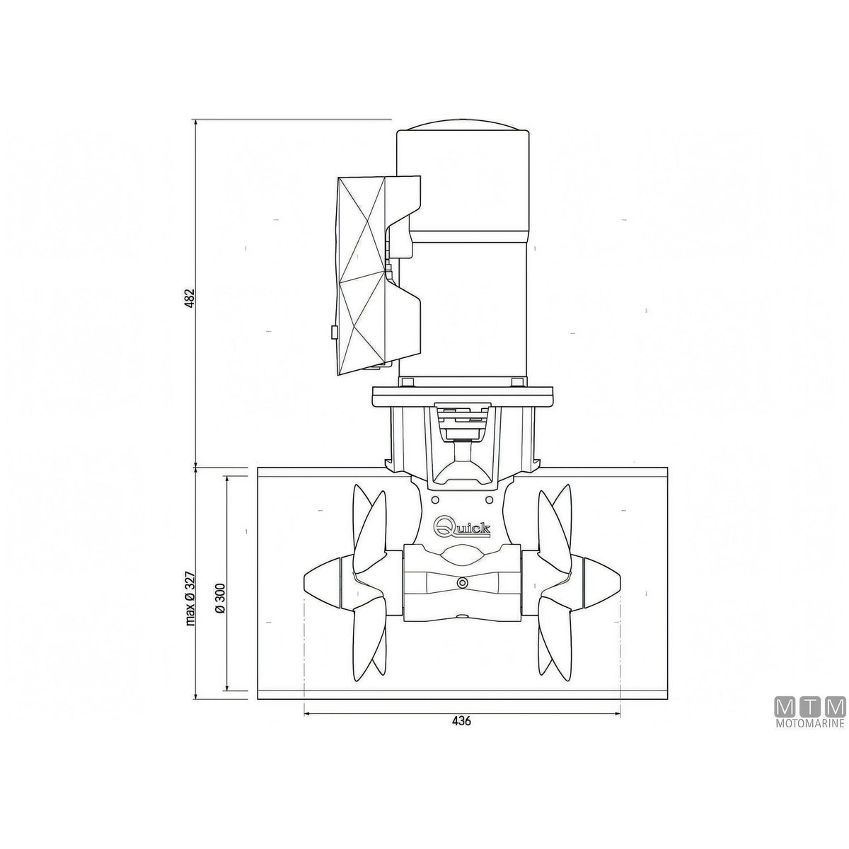 Elica di prua Quick BTQ300 in materiale composito — 270 Kgf