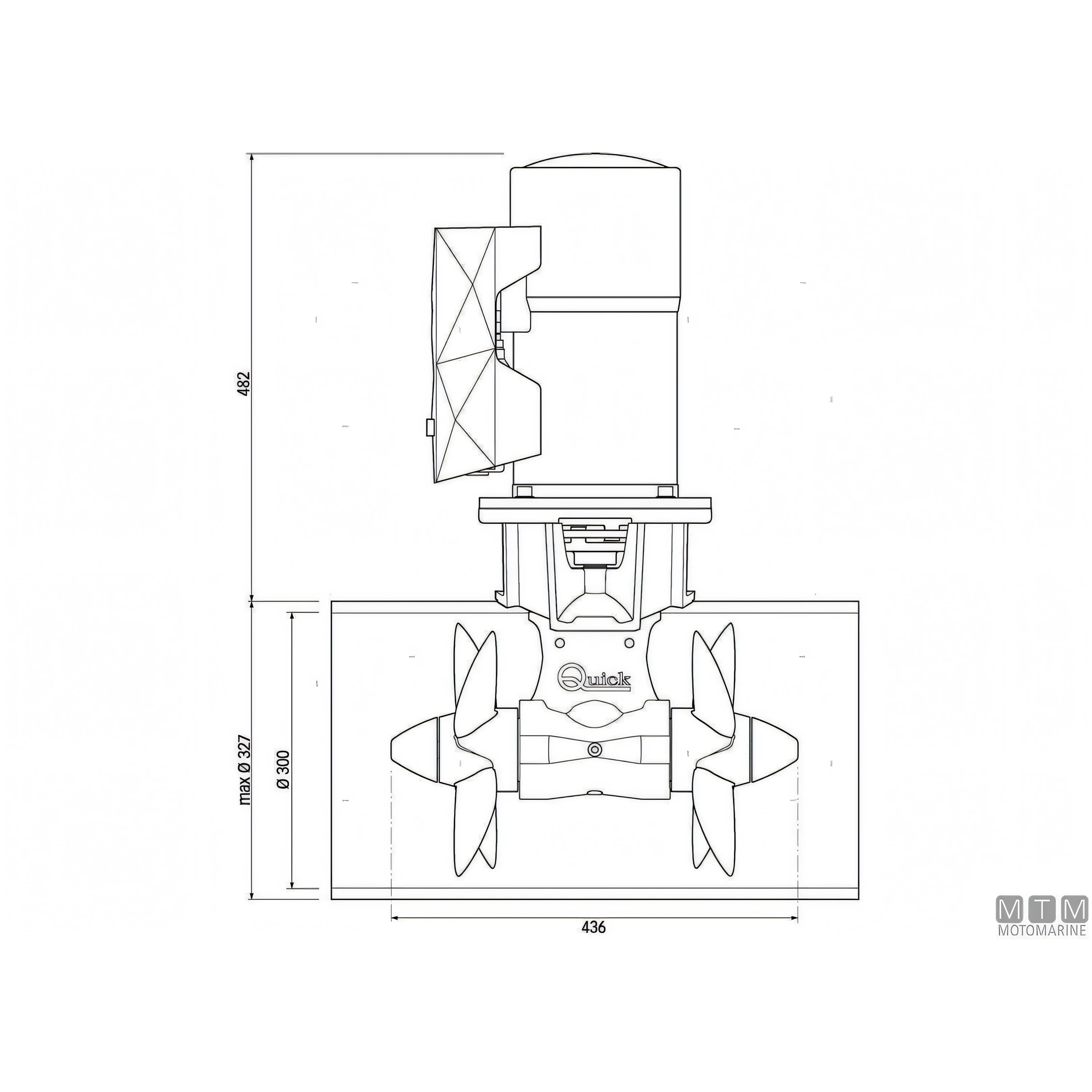 Elica di prua Quick BTQ300 in materiale composito — 270 Kgf