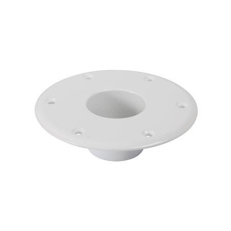 Base supporto tavolo nautico in alluminio bianco, forma rotonda con foro centrale Ø 60 mm e fori per viti | Onautica