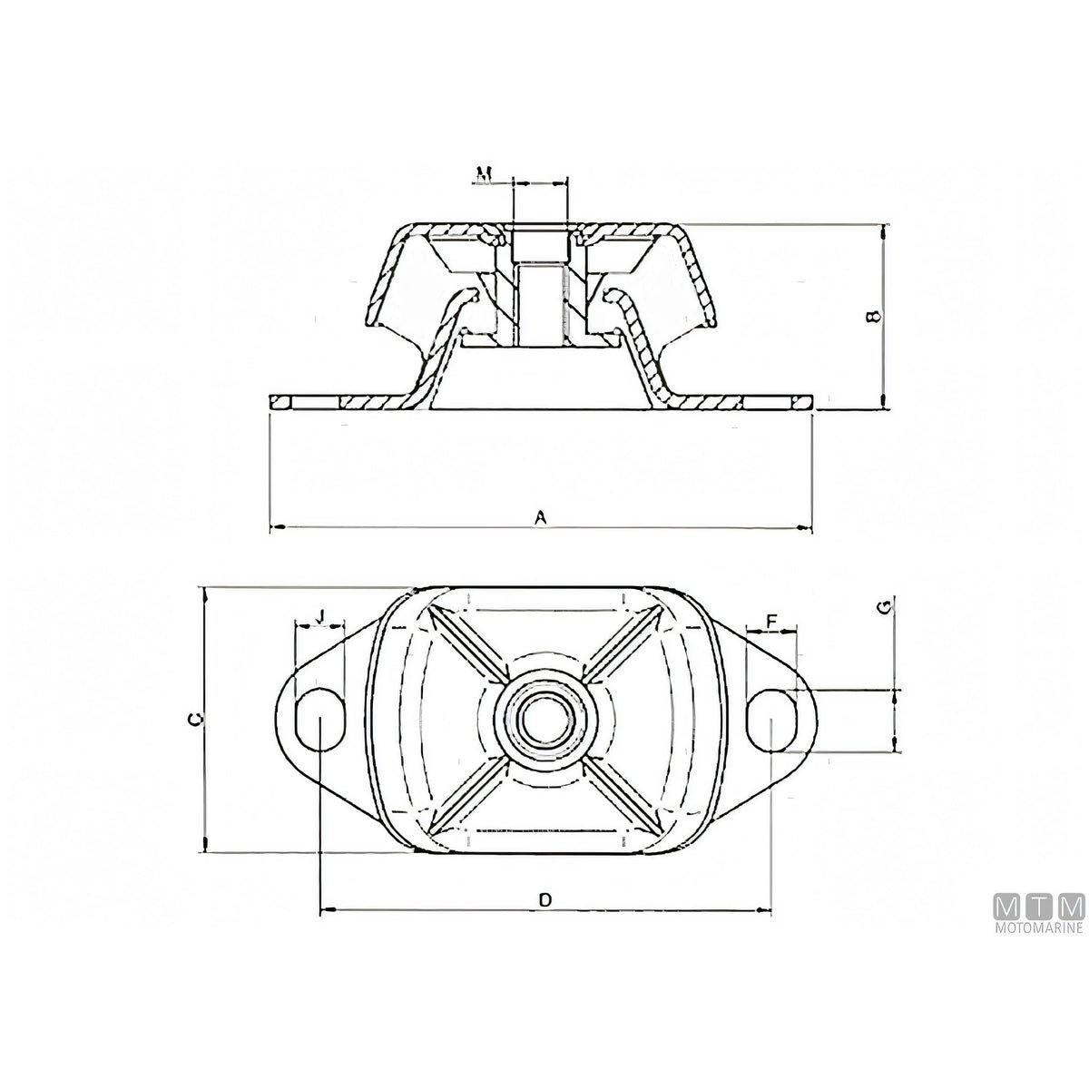 Motomarine supporto antivibrante DNV Large per motori Diesel — 45SH - 350 Kg