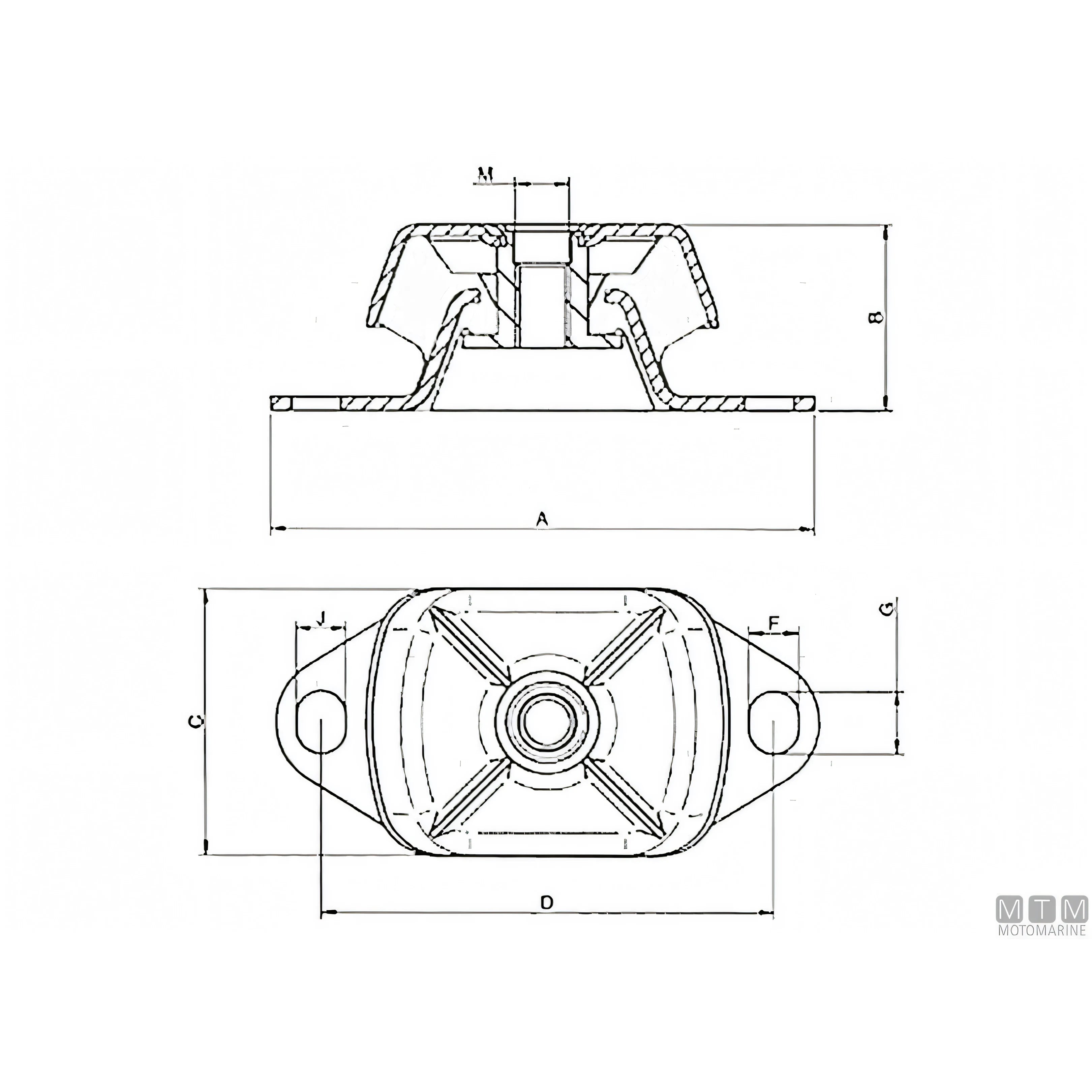 Motomarine supporto antivibrante DNV Large per motori Diesel — 45SH - 350 Kg