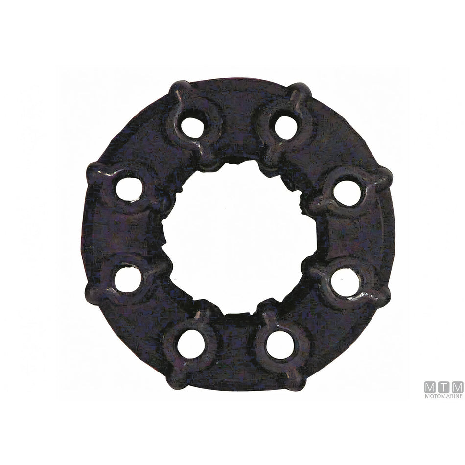 Giunto elastico Motomarine 1400 Ø 115 mm in gomma nera a otto fori — vista frontale