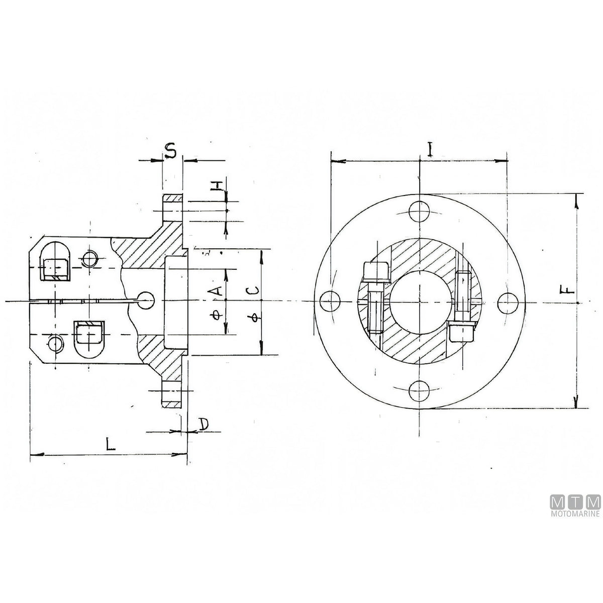 Motomarine flangia di accoppiamento in acciaio C45 — TMC Ø25 mm