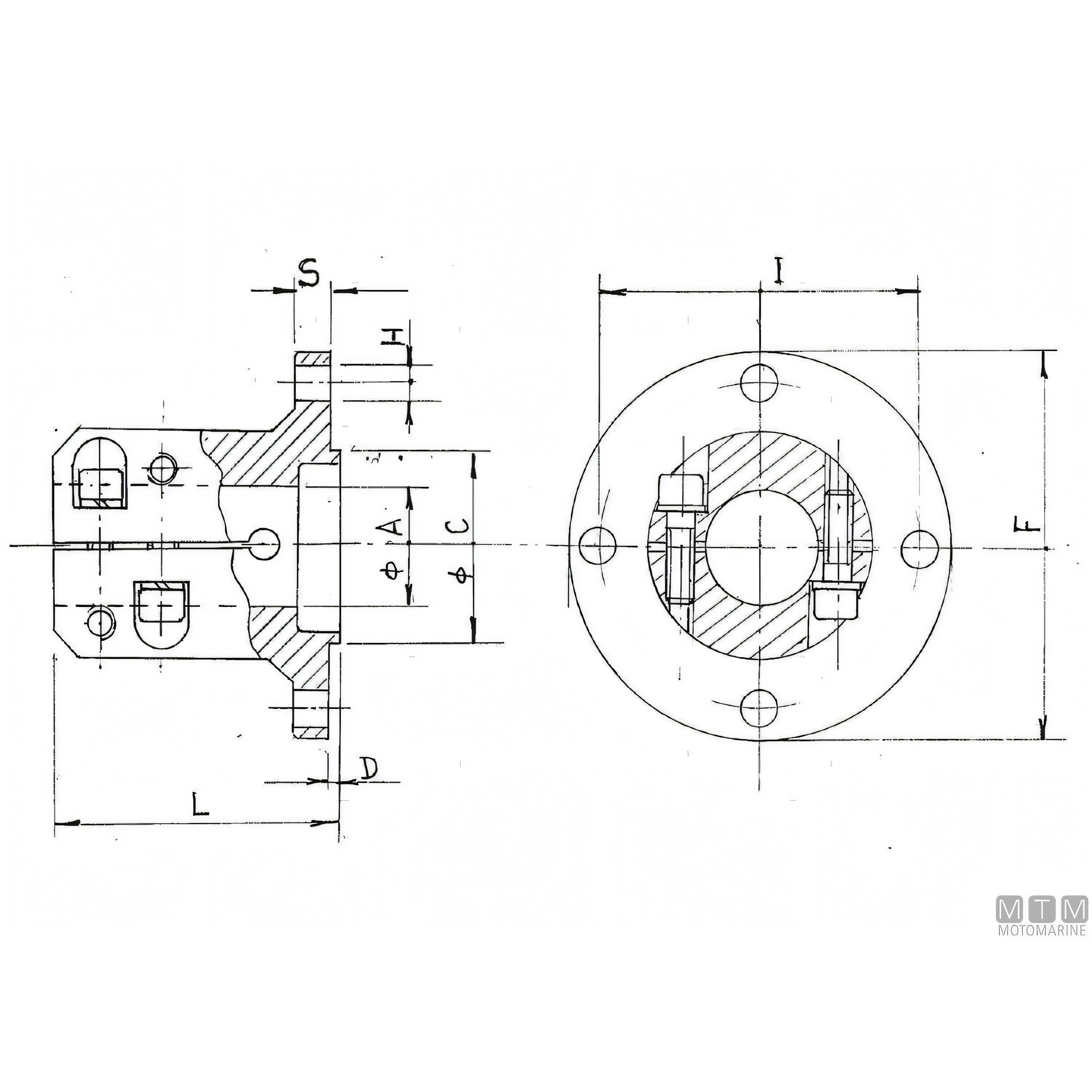 Motomarine flangia di accoppiamento in acciaio C45 — TMC Ø25 mm