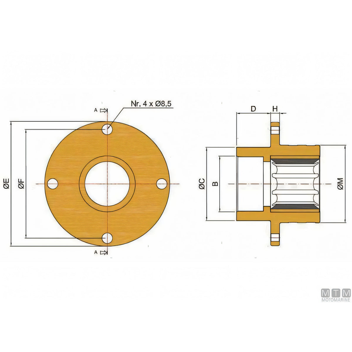 Tor Marine testa porta tenuta meccanica in bronzo — vista 2