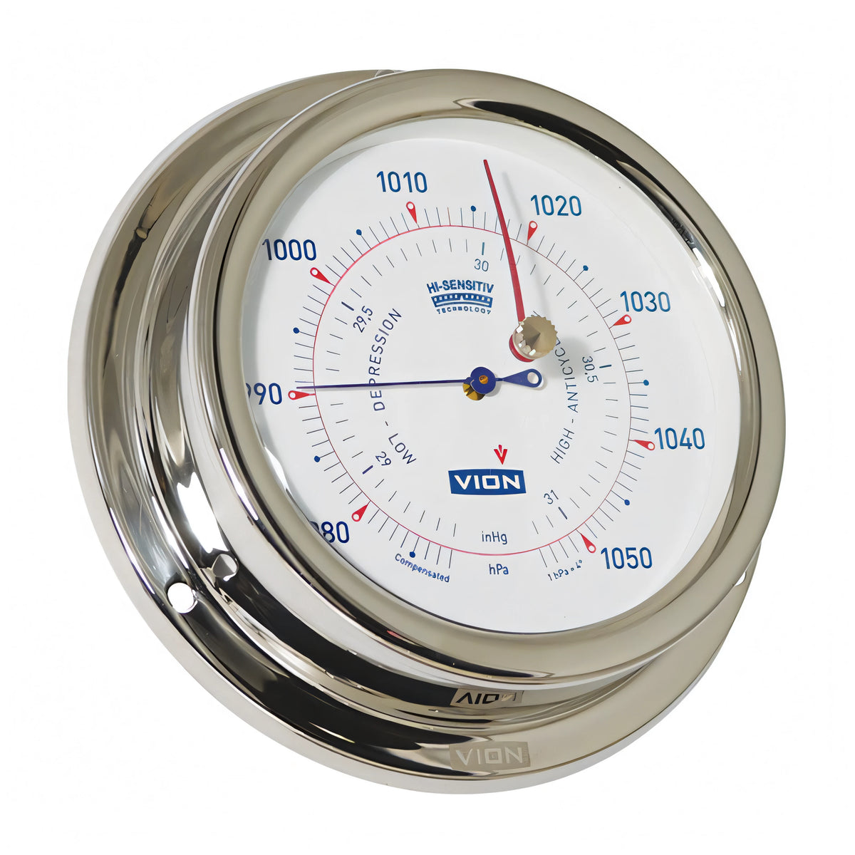 Barometro Foresti e Suardi in acciaio inox, Ø 127 mm