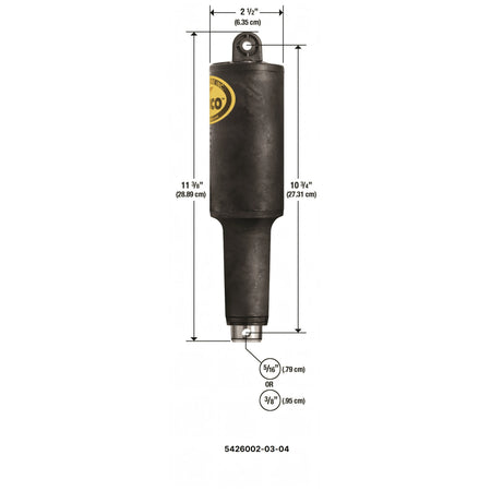 Cilindro di ricambio per flap Lenco, disegno quotato dei modelli HD Performance e Super Strong