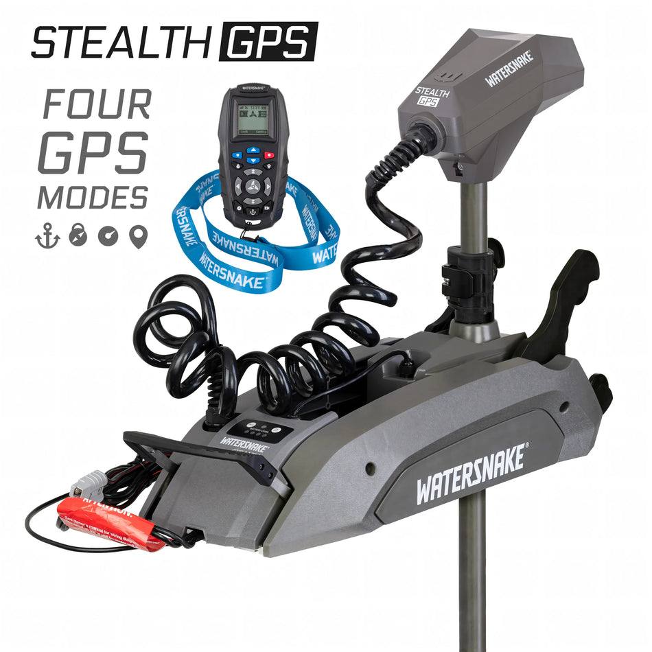 Motore Elettrico Watersnake Stealth GPS 65 lb 12V Gambo 66" da Prua - Watersnake
