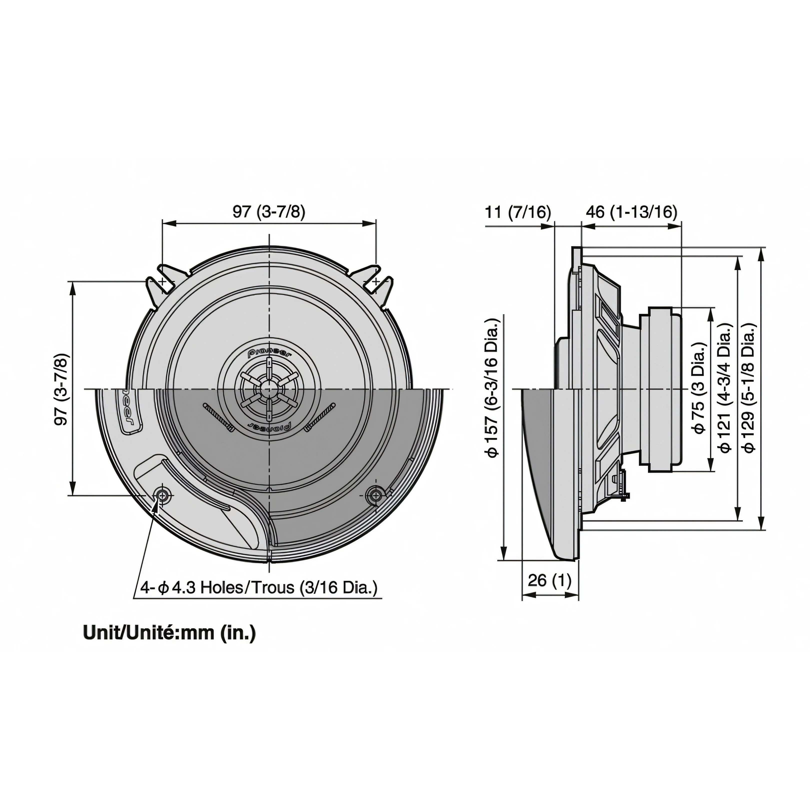 Altoparlante Pioneer 130W dettaglio