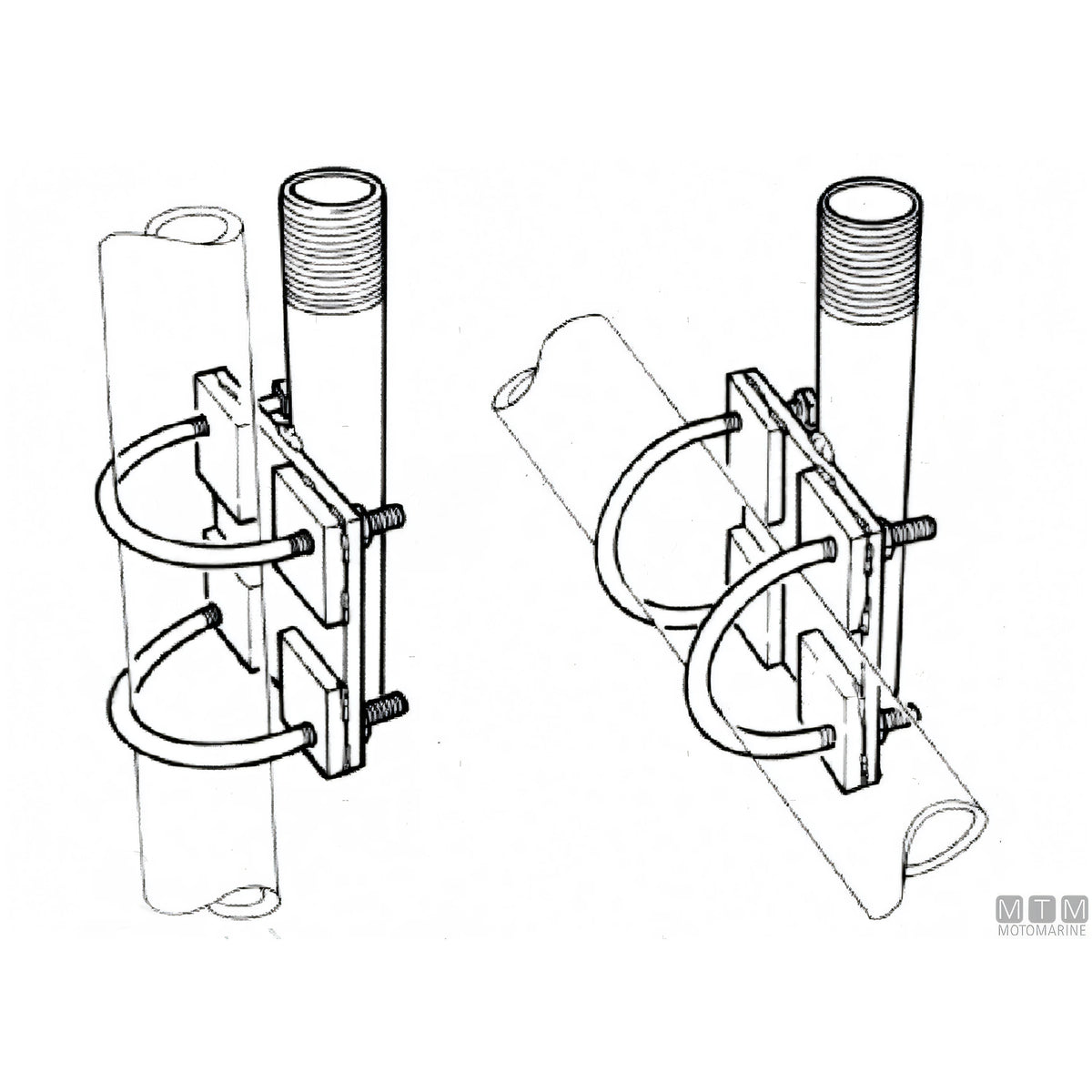 Glomex base a morsetto inox per antenna su tubo — Ø 25/80 mm