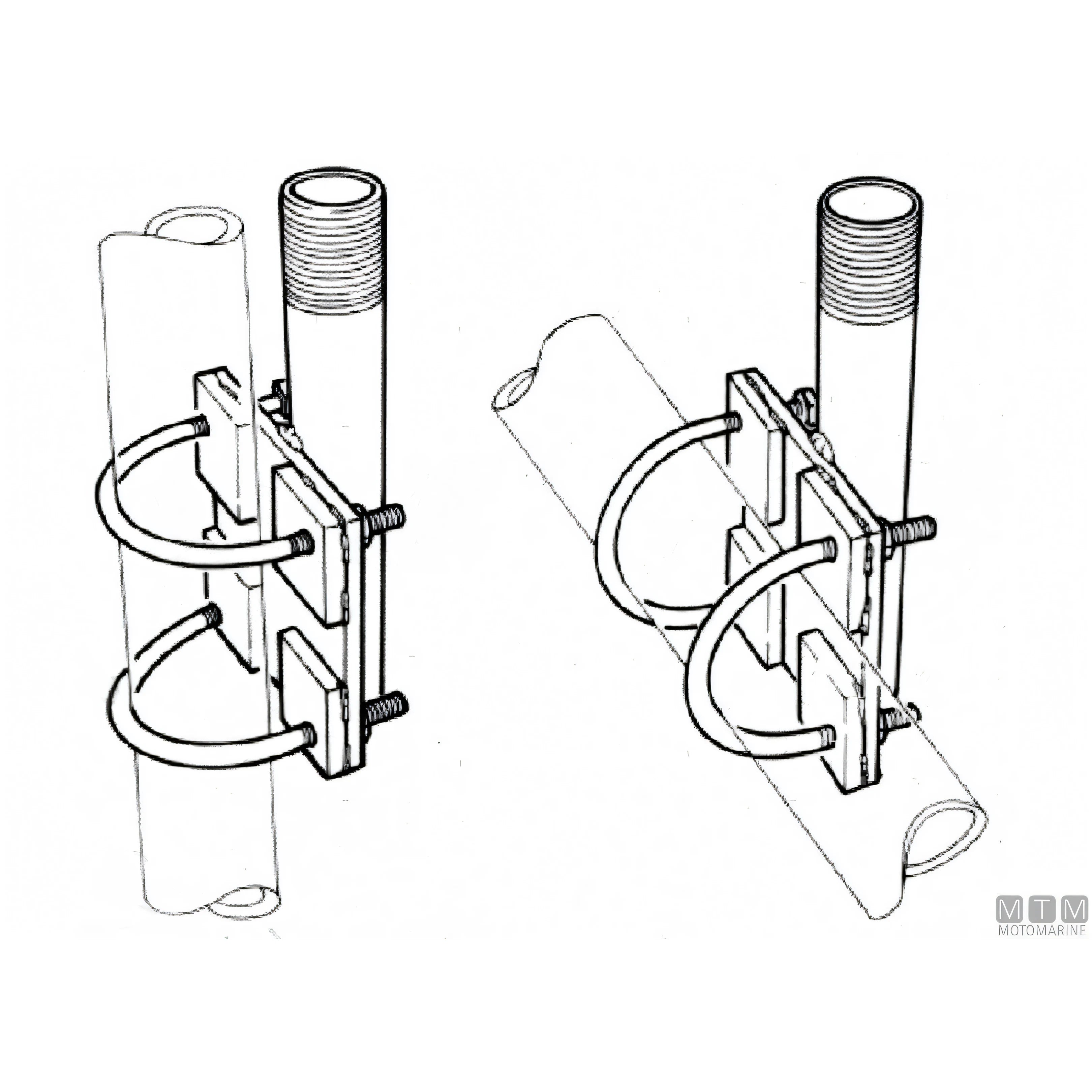 Glomex base a morsetto inox per antenna su tubo — Ø 25/80 mm
