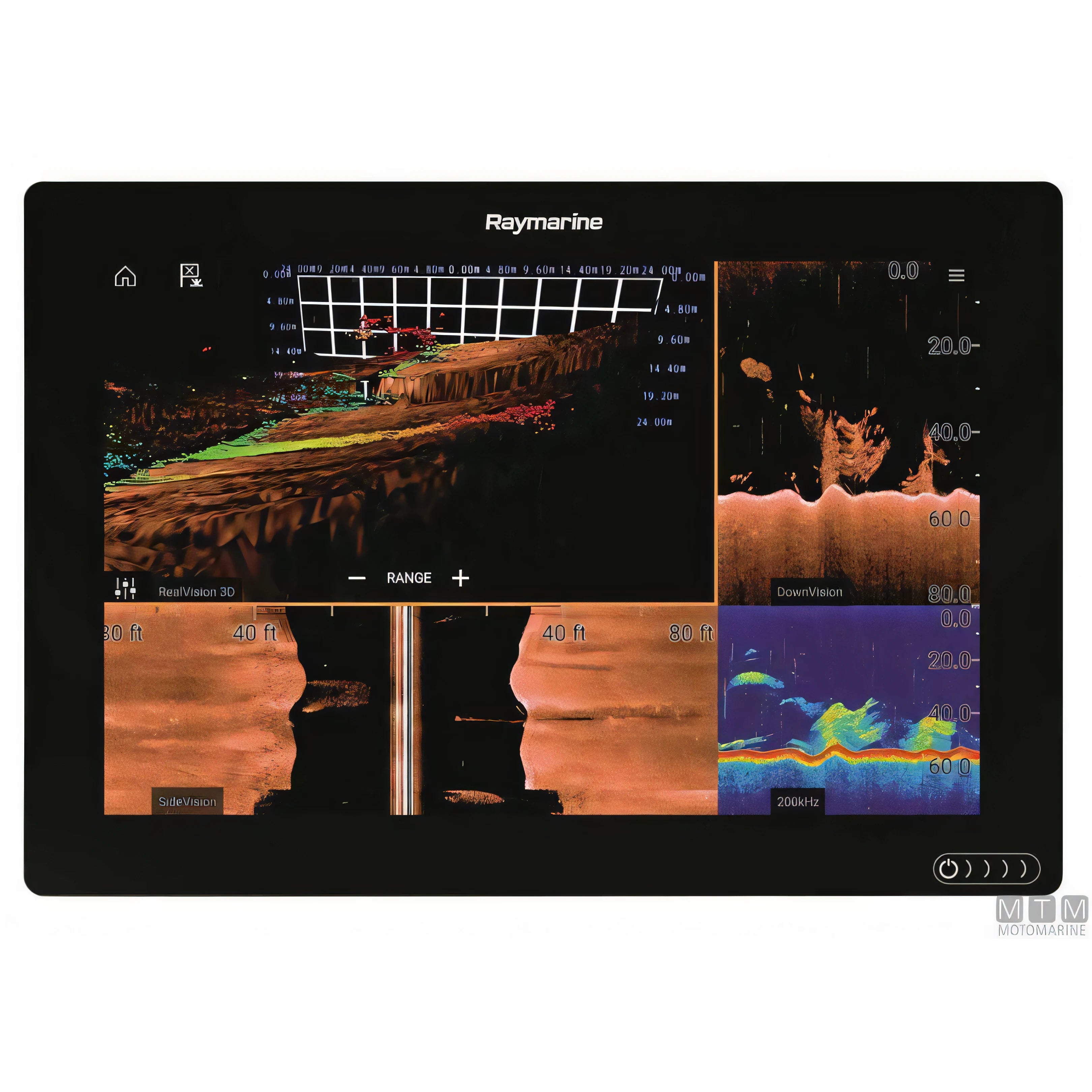 Raymarine Axiom+ chartplotter con sonar RealVision 3D — Axiom+ 7 RV con trasduttore