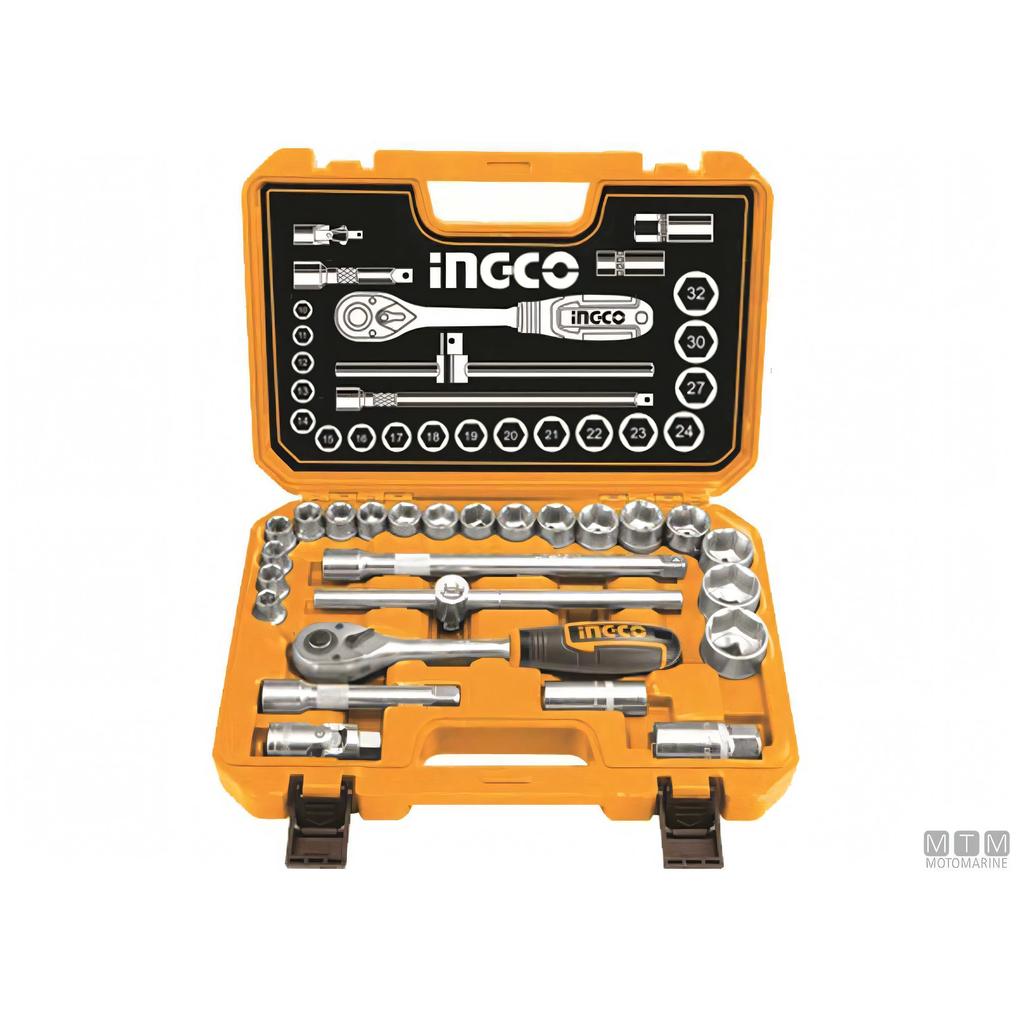 Motomarine valigetta cricchetto con bussole Cromo-Vanadio — Set 25 pezzi