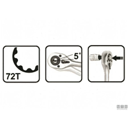 Motomarine valigetta cricchetto con bussole Cromo-Vanadio — Set 25 pezzi