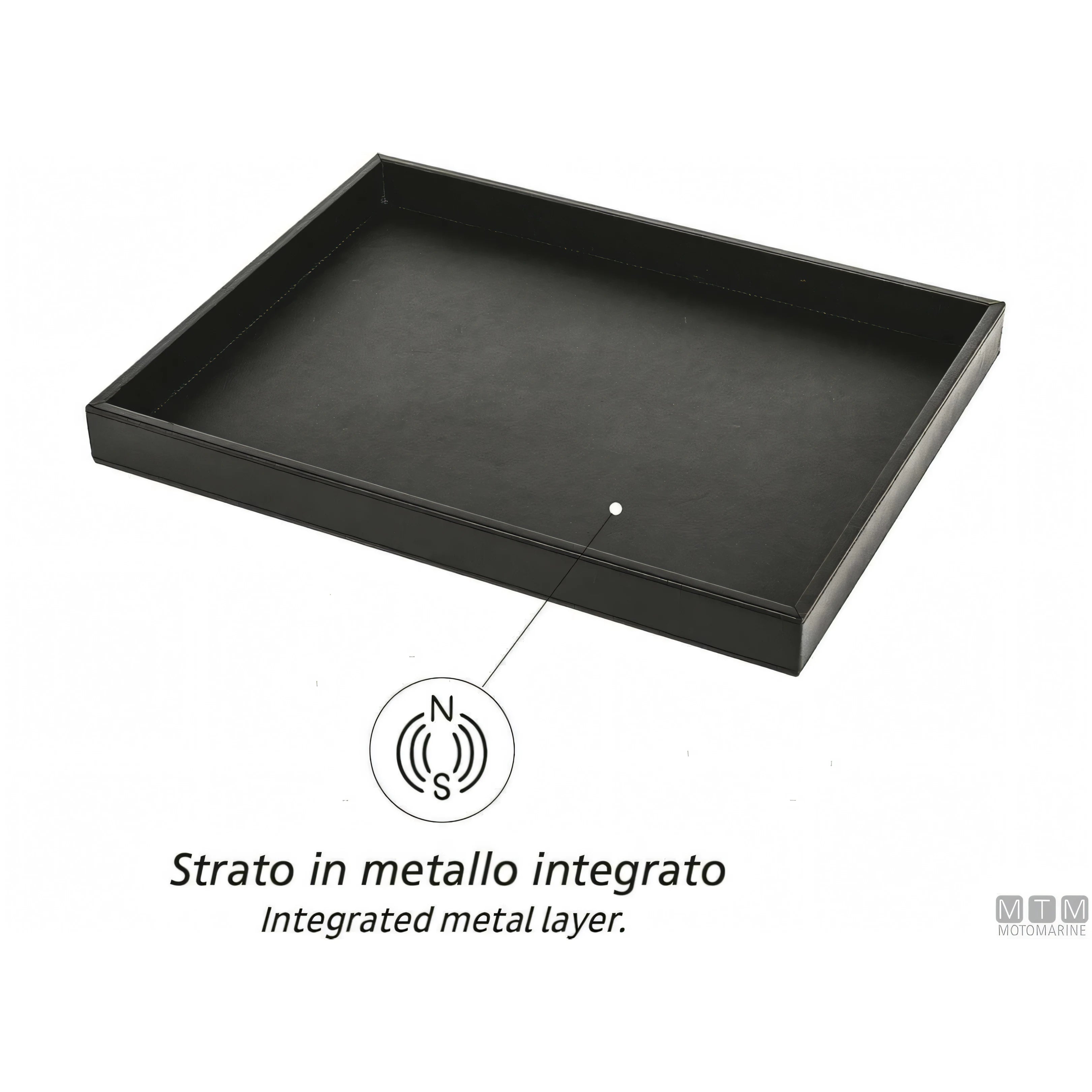 Silwy vassoio metallico in pelle nera — 41,5 x 31,5 x H4 cm