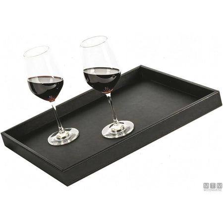 Silwy vassoio metallico in pelle nera — 41,5 x 31,5 x H4 cm