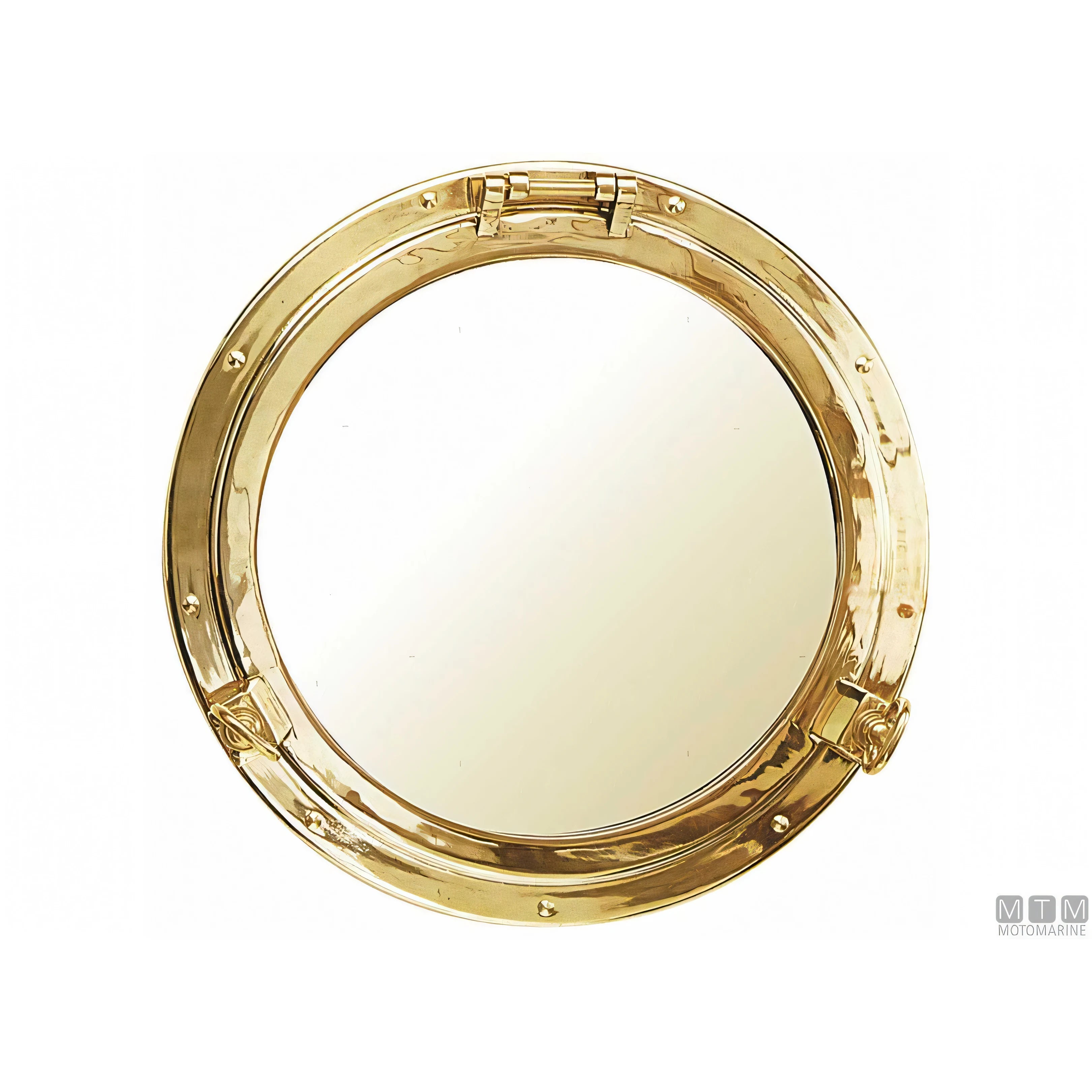Foresti e Suardi specchio oblò cornice ottone lucido — Ø 210 mm
