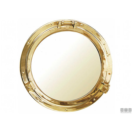Foresti e Suardi specchio oblò cornice ottone lucido — Ø 210 mm