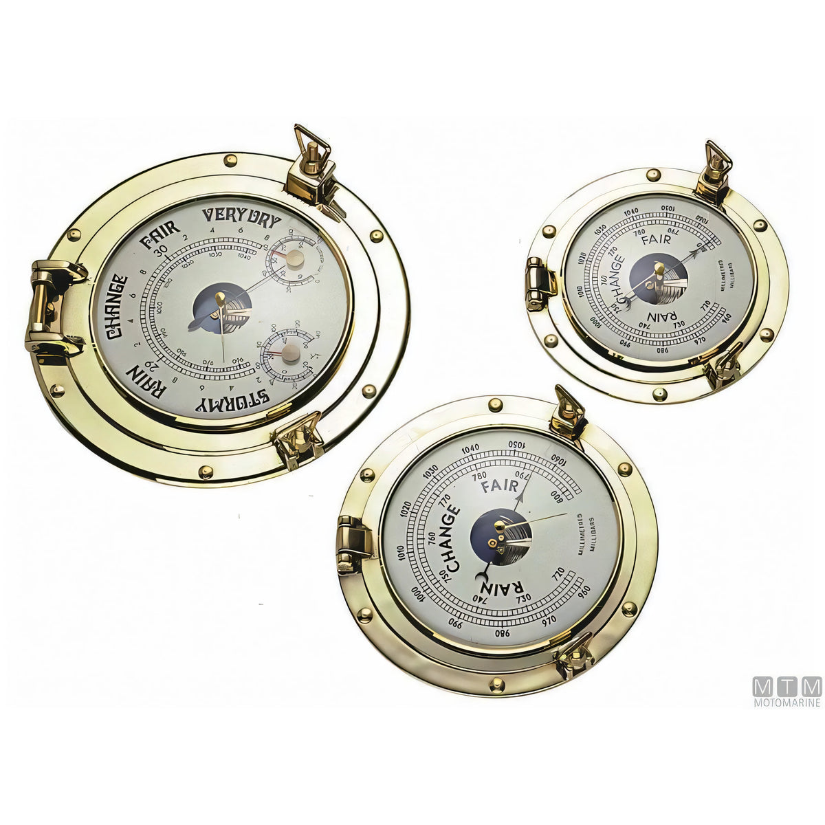 Foresti e Suardi barometro oblò ottone — Ø 180 mm