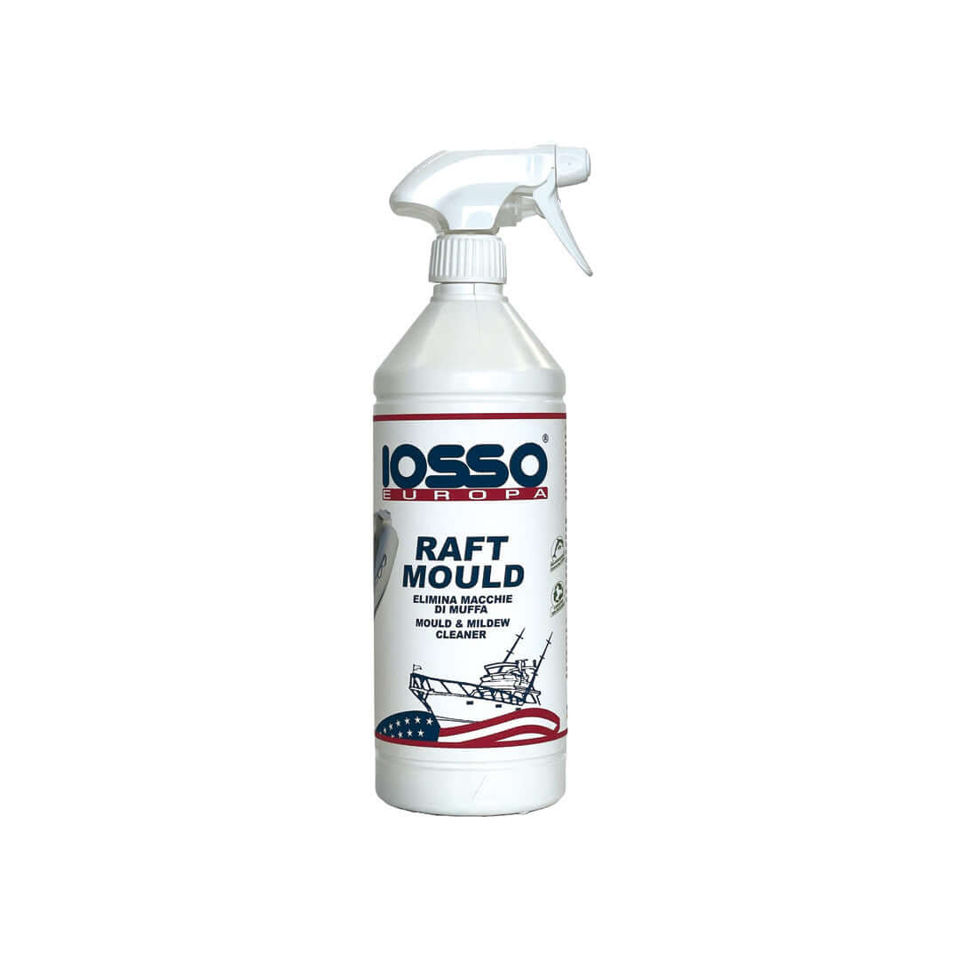 Spray cleaner antimuffa Iosso Raft Mould 750ml, flacone bianco con grilletto, per barche | Onautica
