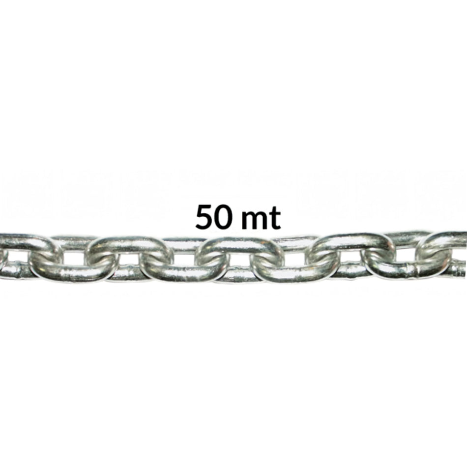 Catena calibrata in acciaio inox AISI 316 per verricello, maglie lucide