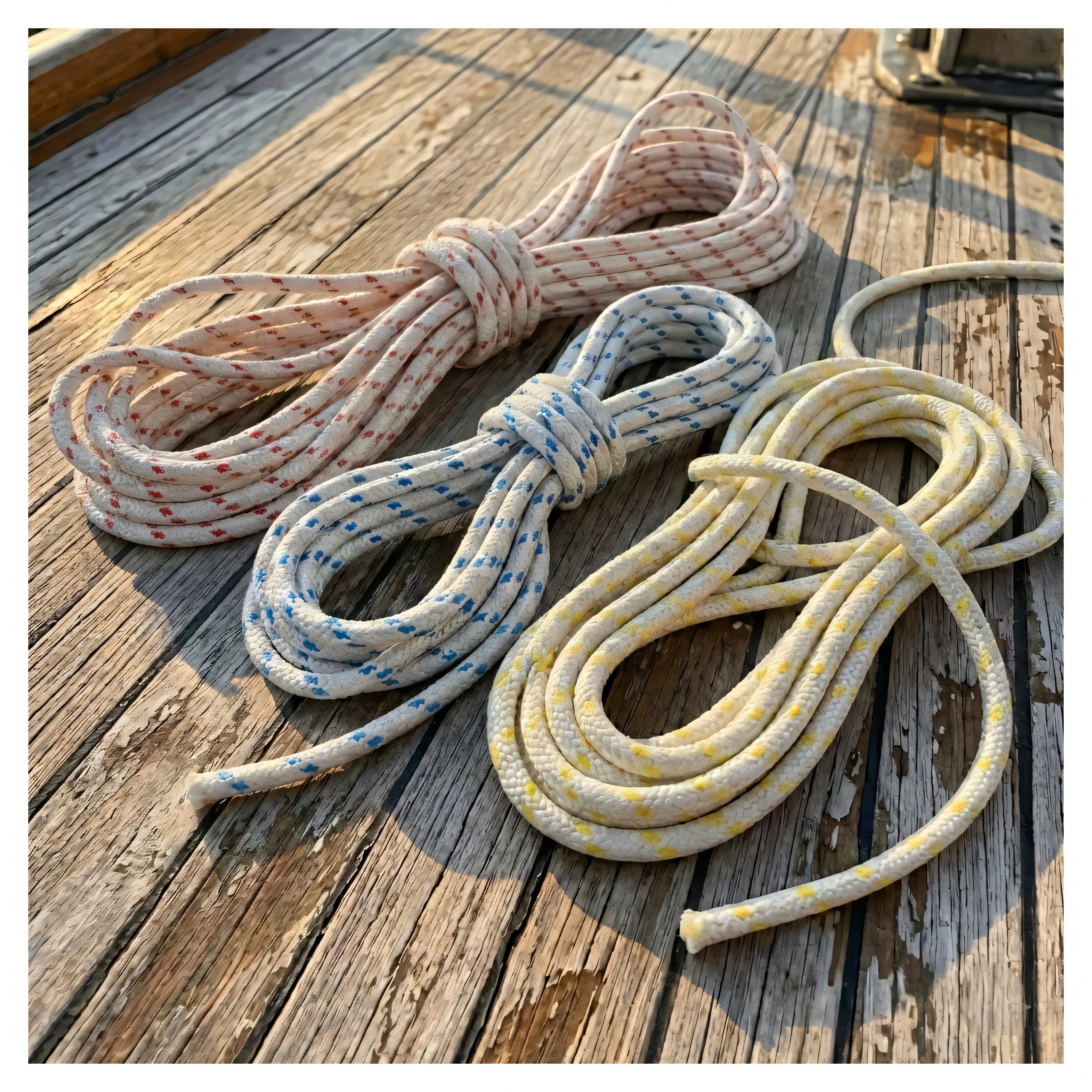 Cima Cavalieri Ø 10 mm doppia treccia bianca in poliestere alta tenacità con spia colorata a contrasto