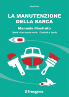 Copertina libro "La Manutenzione della Barca" di Albert Brel, manuale illustrato verde con utensili e barche | Onautica