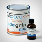 Adesivo bicomponente Adeco Adegrip PVC per gommoni: barattolo bianco con flacone attivatore marrone | Onautica