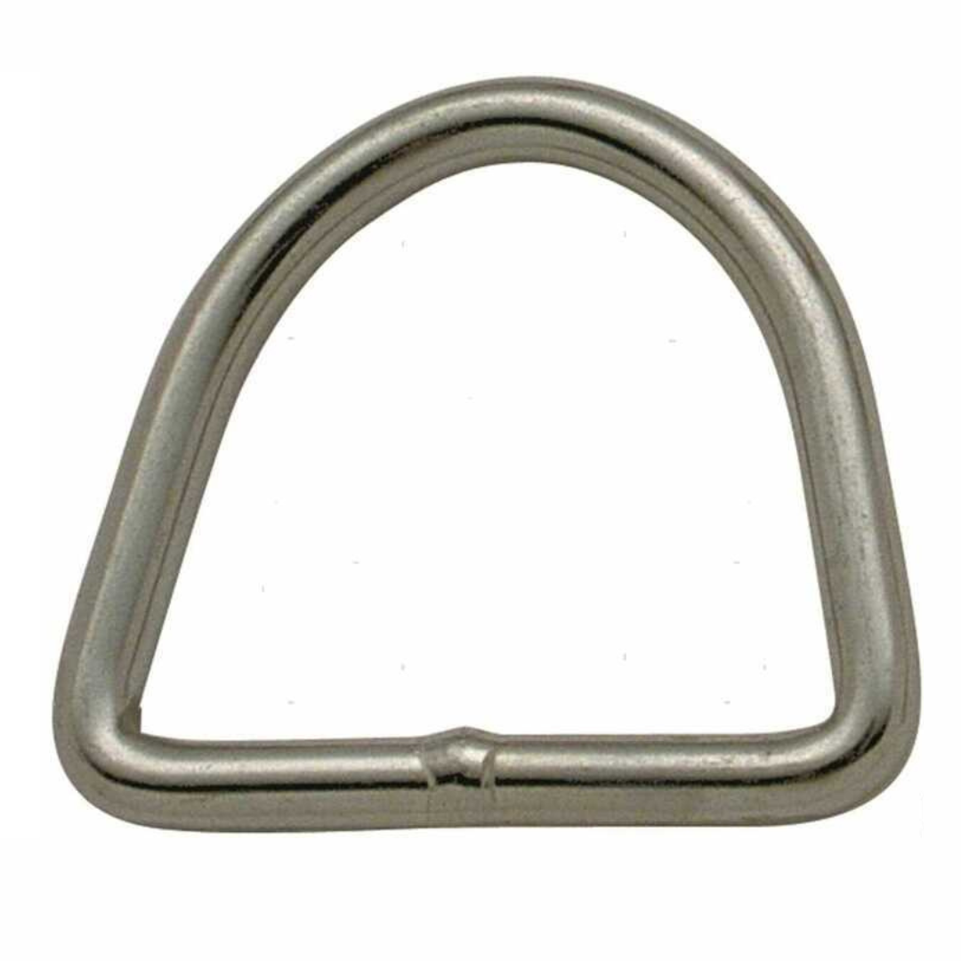 Anello a D in acciaio inox colore argento, forma semircircolare con barra dritta, Ø 4 mm 22x27 mm | Onautica