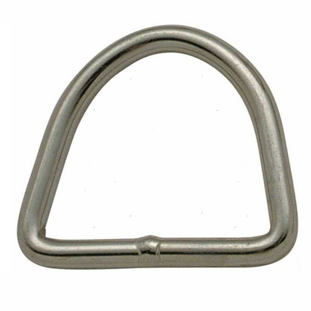 Anello a D in acciaio inox colore argento, forma semircircolare con barra dritta, Ø 4 mm 22x27 mm | Onautica