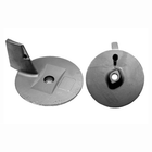Anodo pinna orientabile O.M.C. E.B. in zinco grigio, forma circolare con staffa, visto fronte e retro | Onautica