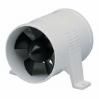 Ventilatore aspiratore Attwood 12V bianco in plastica con girante nera a pale, cilindrico con supporto di montaggio | Onautica