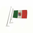 Asta portabandiera 350mm ottone cromato con bandiera italiana Marina Mercantile su supporto a parete | Onautica