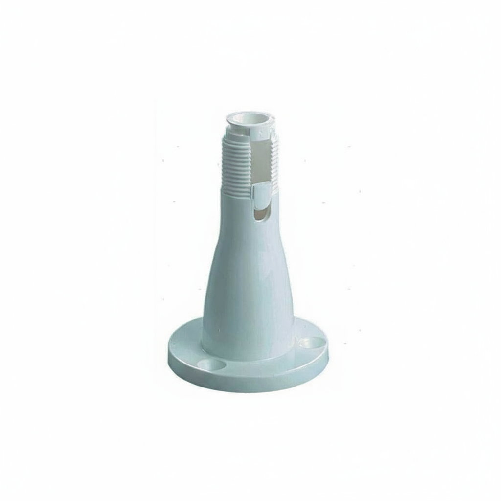 Base antenna fissa universale in nylon rinforzato bianco, forma conica con flangia circolare e filetto superiore | Onautica