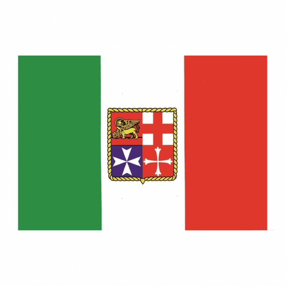 Bandiera Italia adesiva verde bianco rosso con stemma Marina Mercantile 16x24 cm | Onautica