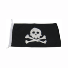 Bandiera pirata nera 20x30 cm in tessuto con teschio e tibie bianche, passante per l'asta | Onautica