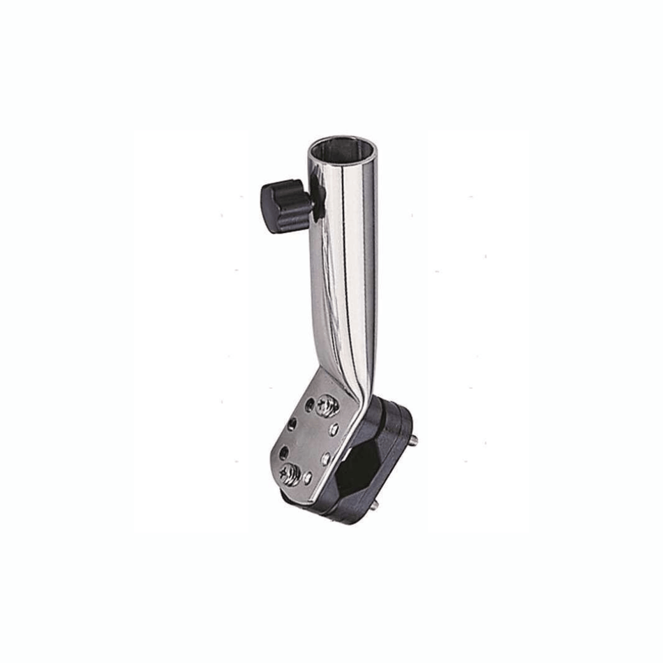 Base porta bandiera inox cromata con tubo inclinato e morsetto regolabile clamp Ø 22-25 mm | Onautica