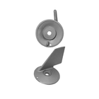 Anodo pinna Suzuki DT75-85 DF40 in zinco grigio, base circolare con foro centrale e pinna direzionale | Onautica