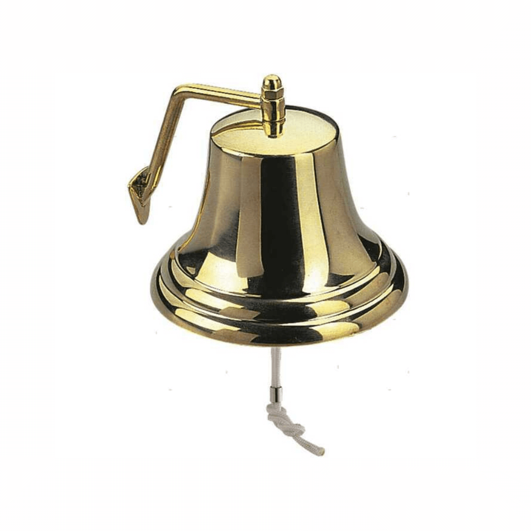 Campana nautica in ottone lucidato a specchio con staffa e batacchio a corda, per imbarcazioni 12-20m | Onautica
