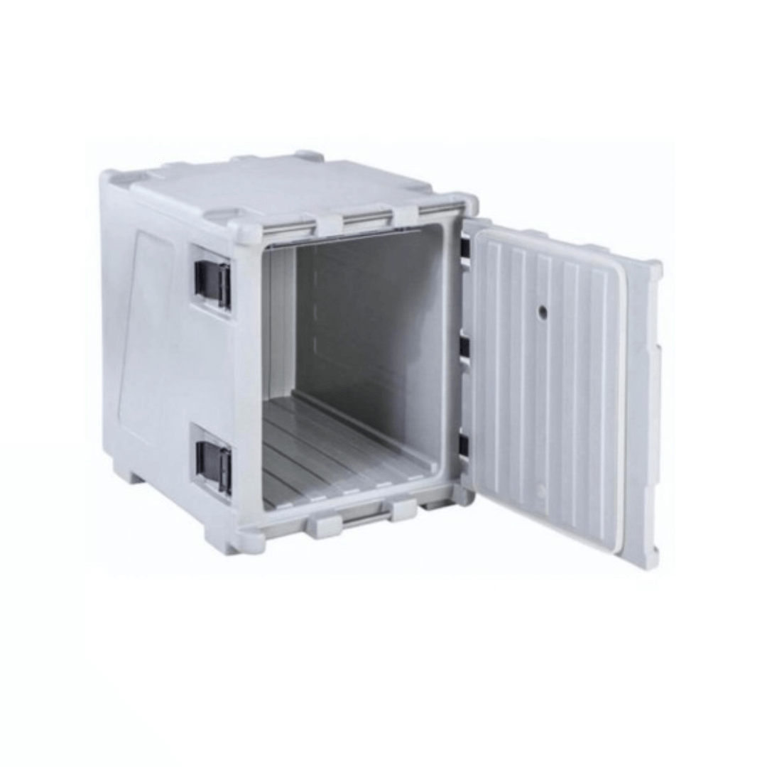 Contenitore isotermico 150 lt grigio in polietilene con porta frontale aperta e interno in alluminio | Onautica