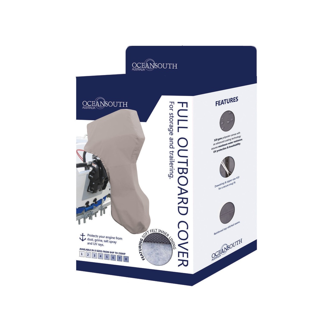 Confezione coprimotore fuoribordo integrale Oceansouth color grigio tortora, tessuto poliestere 320gsm | Onautica