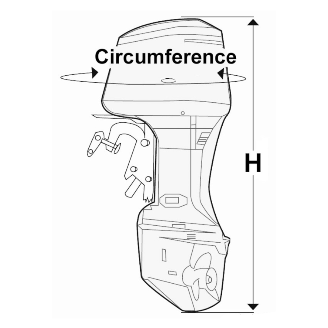 Scheda tecnica coprimotore fuoribordo con misure circonferenza e altezza H | Onautica