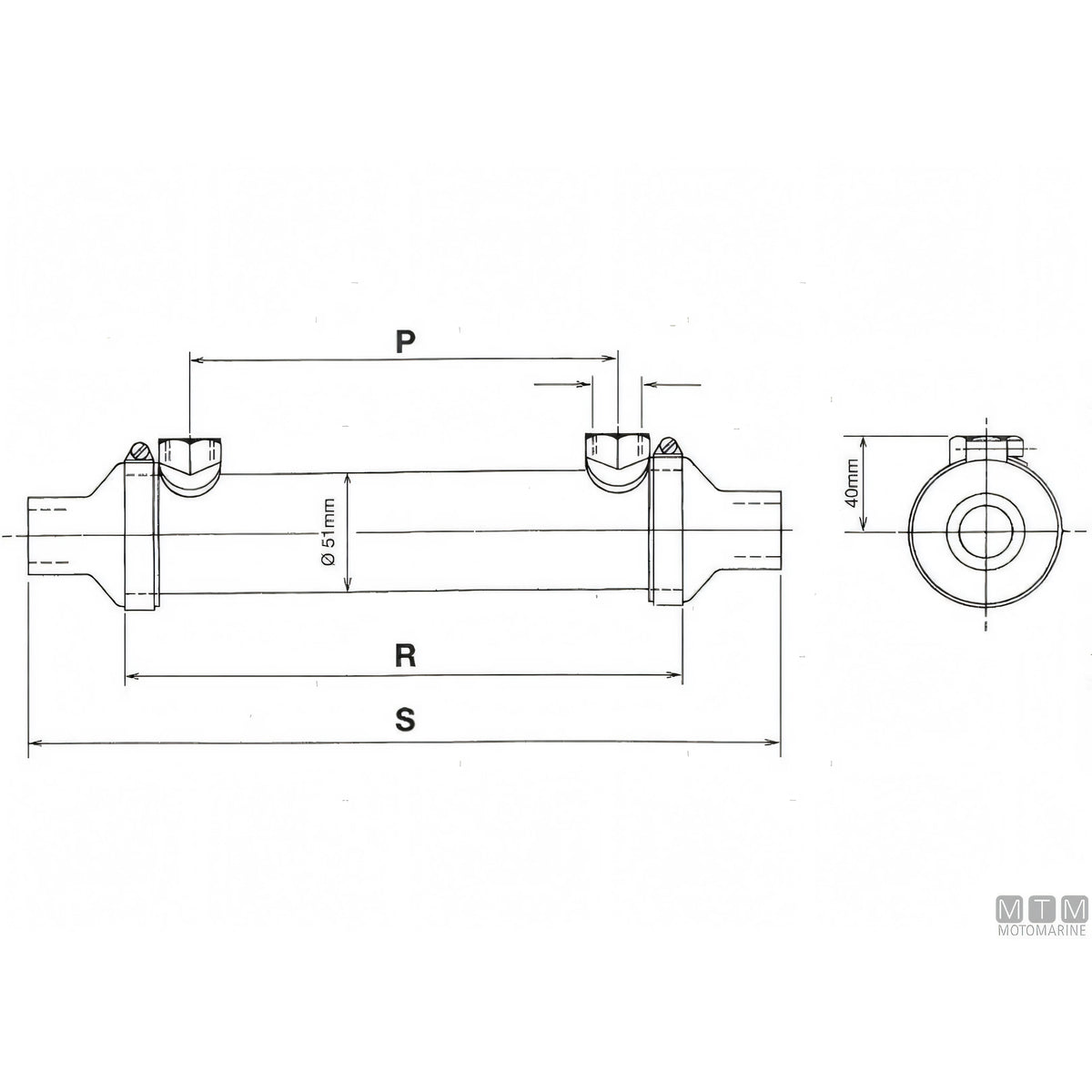 Bowman refrigerante olio DC in lega di Nichel — DC60 - Foro olio 3/8" - Foro acqua Ø22 mm